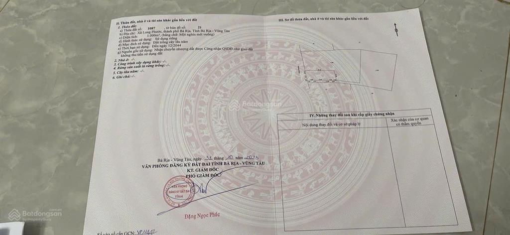 Cần bán lô đất sào mặt tiền đường nhựa xã long phước, brvt