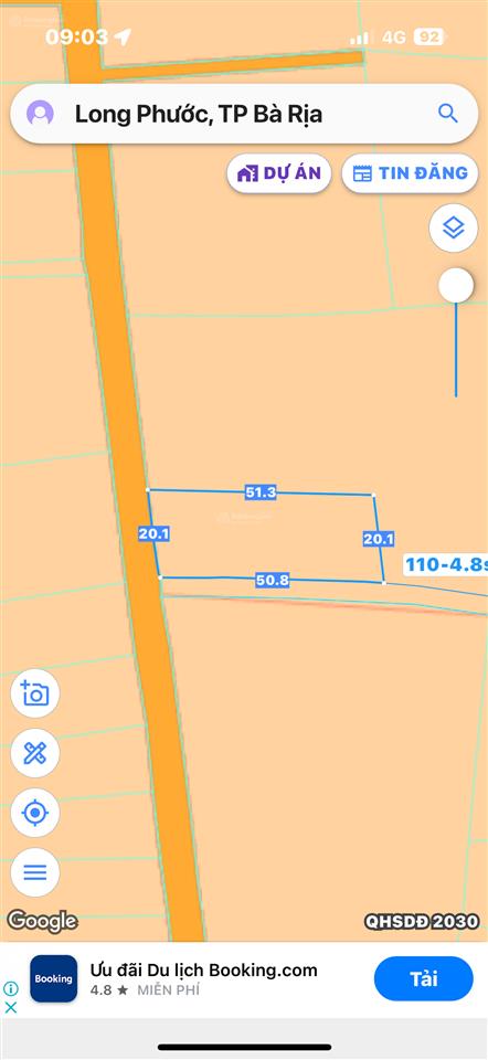 Cần bán lô đất sào mặt tiền đường nhựa xã long phước, brvt