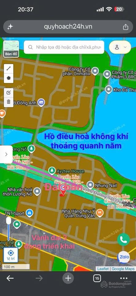 Đất lương nỗ, phúc thịnh 52m2 ô tô đỗ cửa sát hồ 3ha, 100m ra đường vành đai 3, giá chỉ 4,83 tỷ