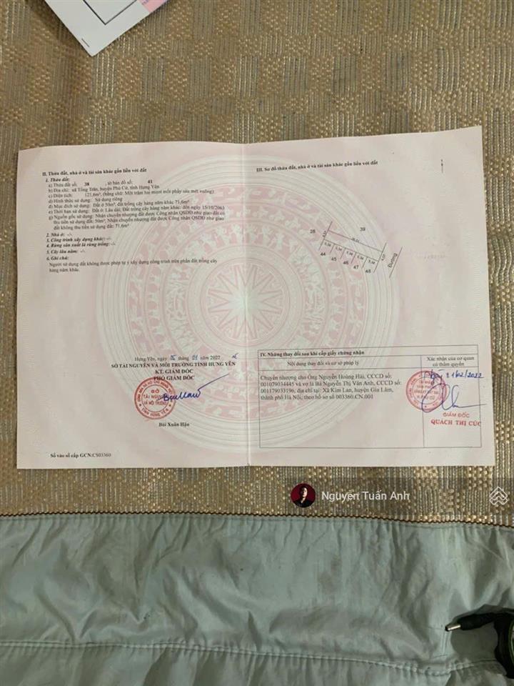 Bán gấp đất tại xã tống trân, phù cừ, hưng yên, 750 triệu, 121.6 m2