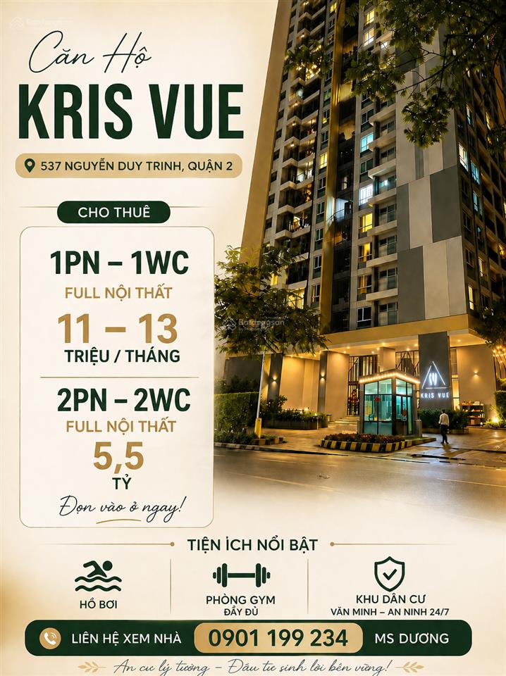 Bán căn hộ the kris vue 2pn, 71m2, nội thất cơ bản. giá bán 5,5 tỷ bao thuế phí đã có sổ hồng