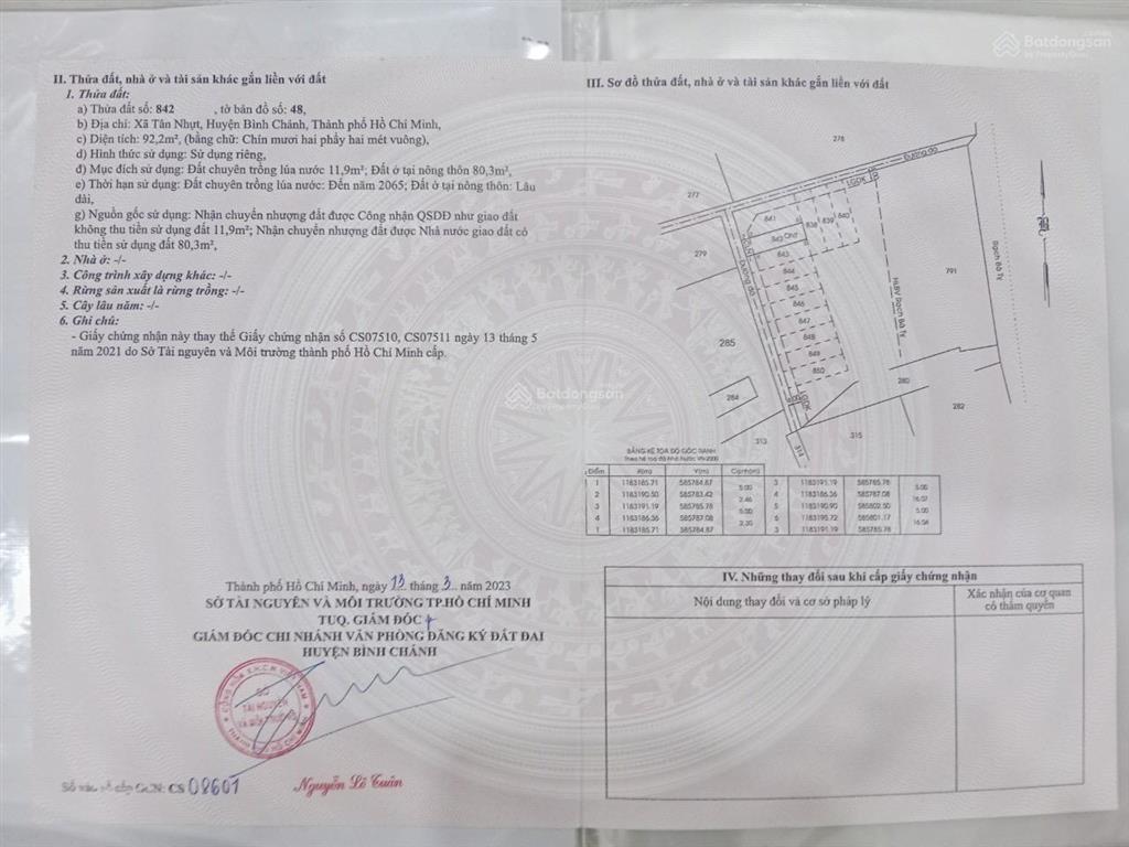 Bán nền hẻm lương ngang xã tân nhựt bình chánh xe hơi chạy giá hời khu tân nhựt 1,8 tỷ