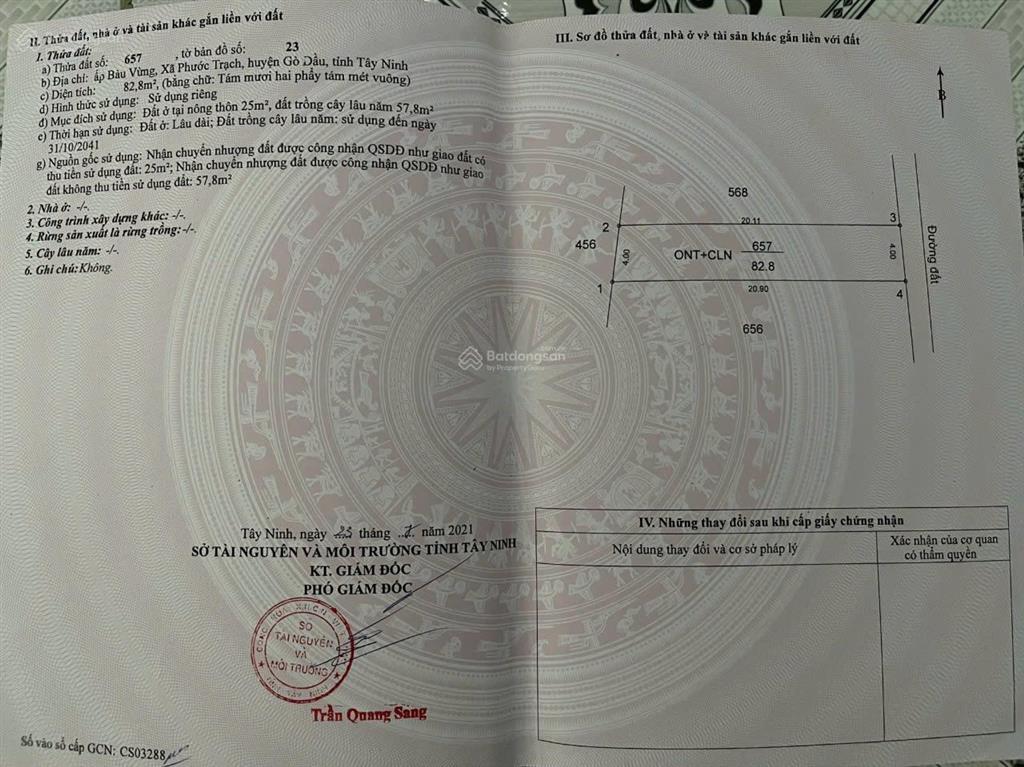 Chính chủ cần bán gấp lô đất giá rẻ ngay xã phước trạch, gò dầu, tây ninh