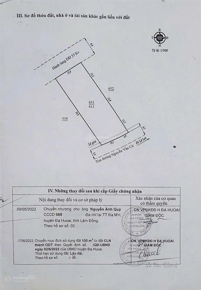 Chính chủ cần bán gấp lô đất mt đường nguyễn văn cừ, thị trấn đạ m'ri, đạ huoai, lâm đồng