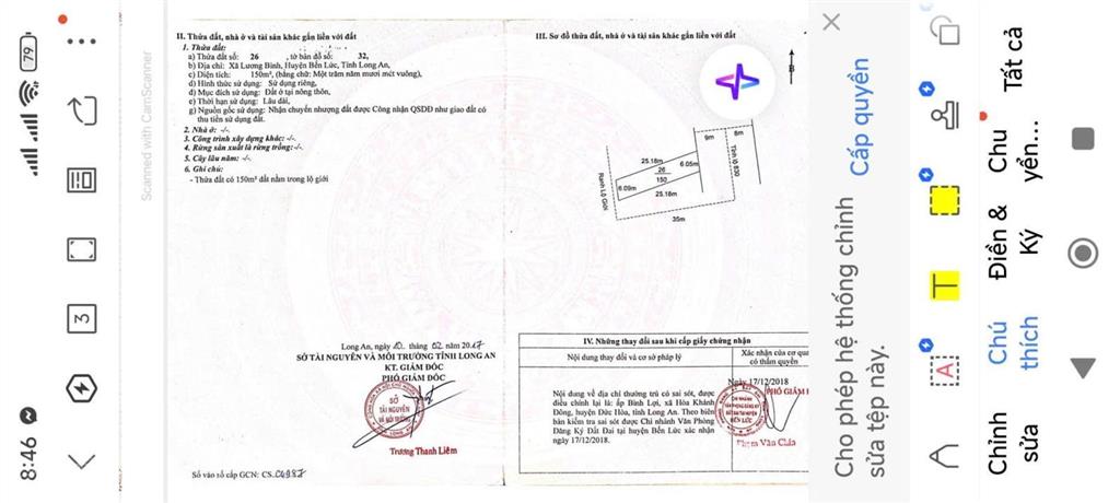 Chính chủ cần bán gấp lô đất mt đường đt 830 ngay xã lương bình, bến lức, long an