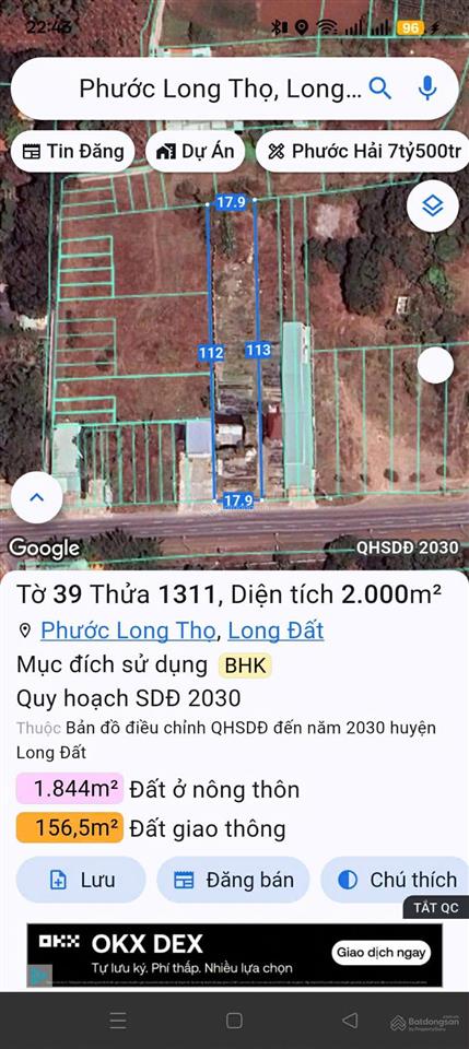 Chính chủ cần bán gấp lô đất vị trí đẹp mt quốc lộ 55, xã phước long thọ, đất đỏ, brvt