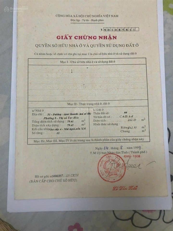 Chính chủ cần bán lô đất mt đường lương thế vinh, phường 8, tp. tuy hòa, phú yên