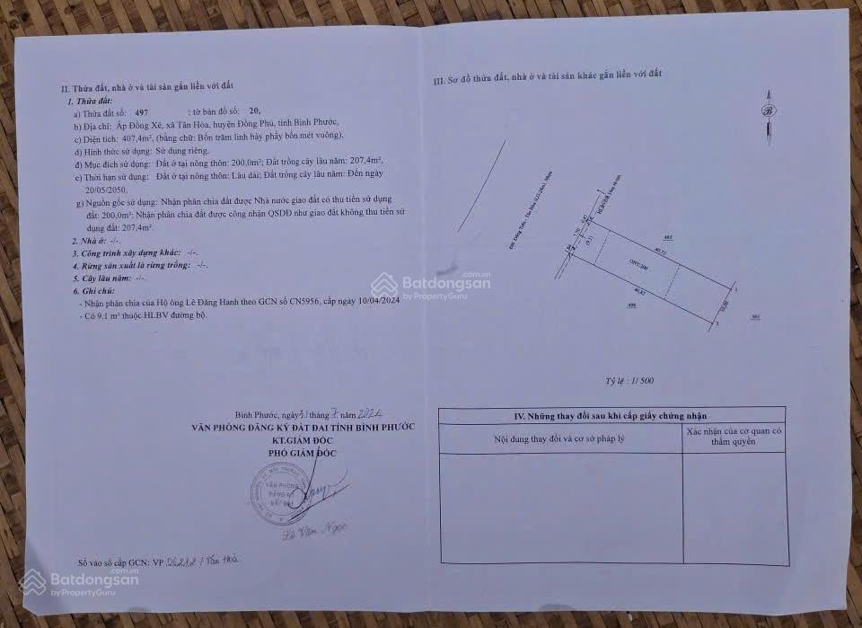 Chính chủ cần bán lô đất vị trí đẹp tiềm năng ngay xã tân hòa, đồng phú, bình phước