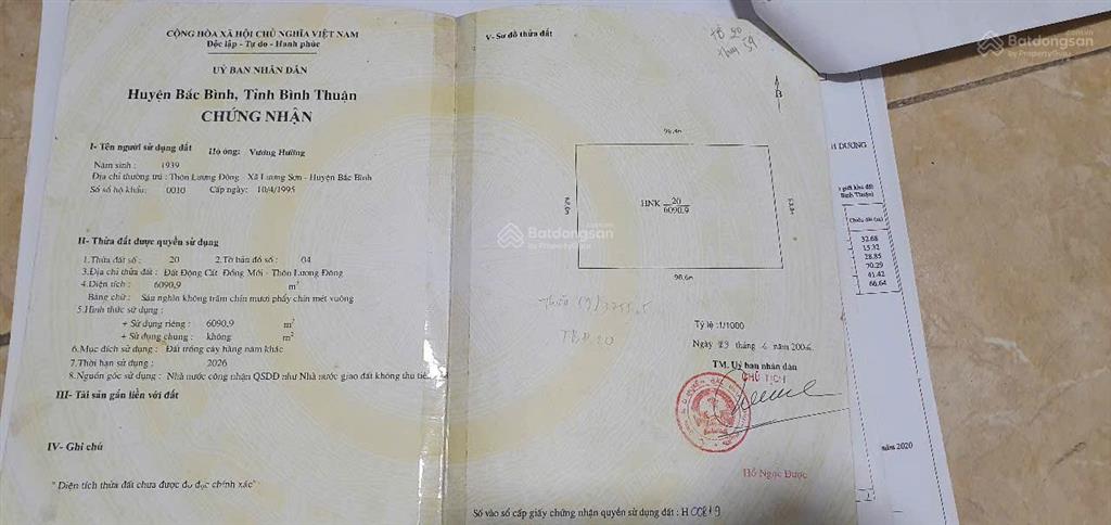 Chính chủ cần bán gấp lô đất giá rẻ ngay tt lương sơn, bắc bình, bình thuận