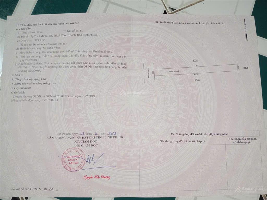 Chính chủ cần tiền bán gấp lô đất giá rẻ ngay xã minh lập, chơn thành, bình phước