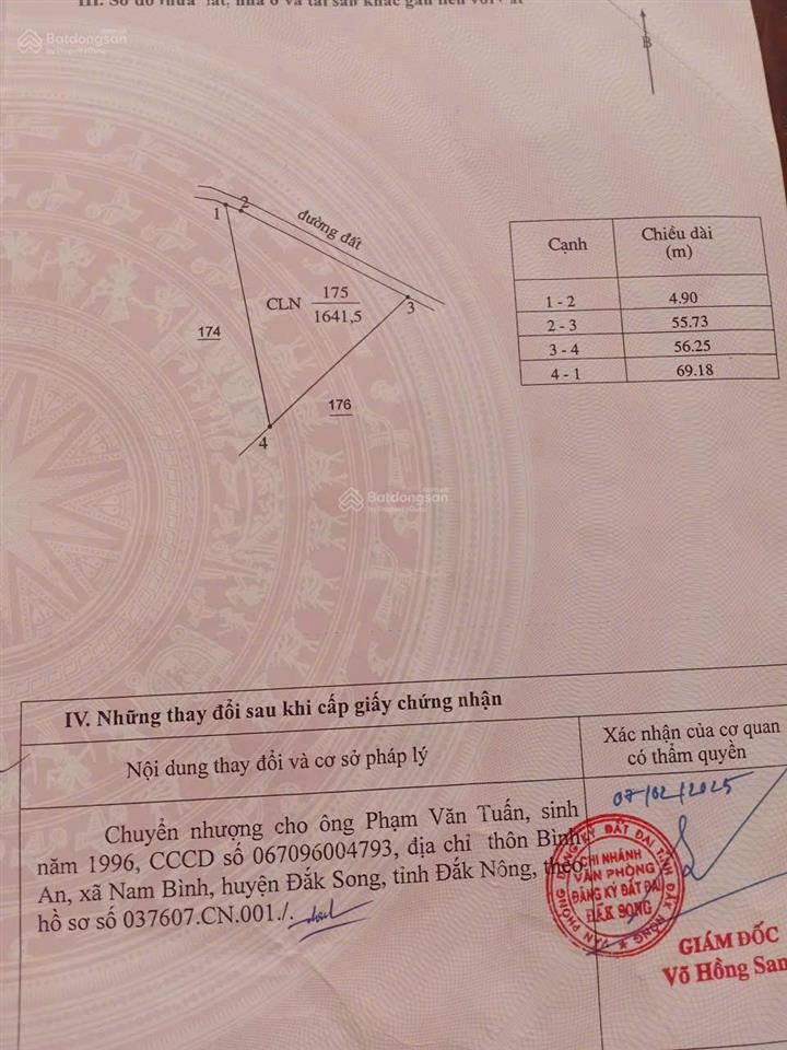 Bán đất tại xã nam bình, huyện dăk song, đắk nông, giá cực chất 650 triệu, 1641 m2