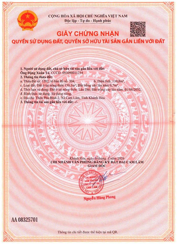 Bán đất tại xã cam tân, 2,5 tỷ, 384 m2, giá siêu hời, chính chủ