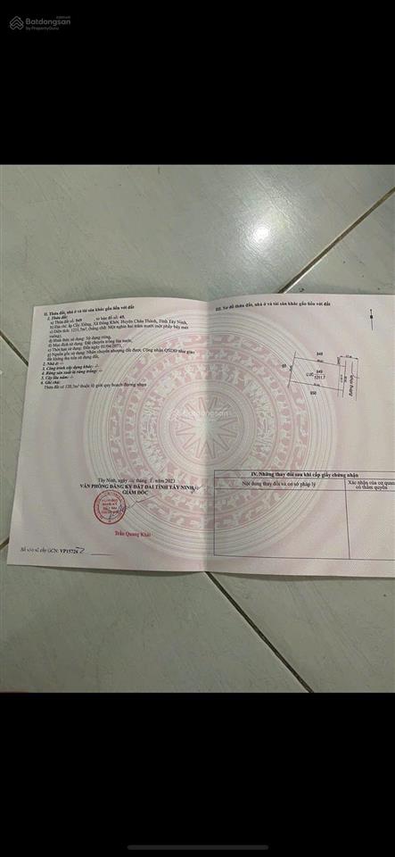 Chính chủ cần bán gấp lô mt đường nhựa ngay xã đồng khởi, châu thành, tây ninh