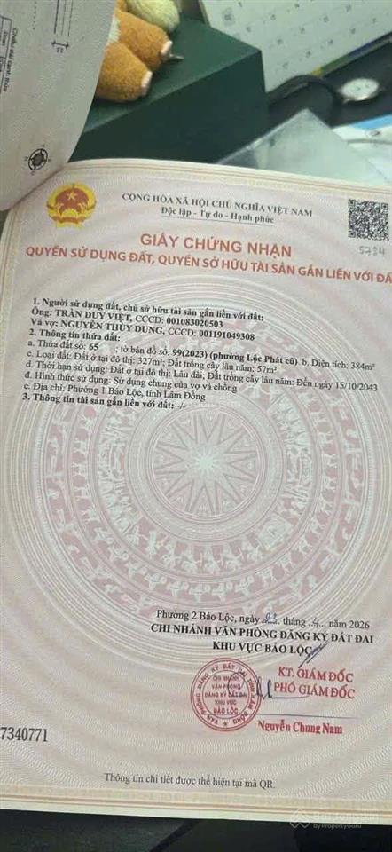 Chính chủ cần bán gấp lô đất trung tâm lộc phát, tp. bảo lộc, lâm đồng