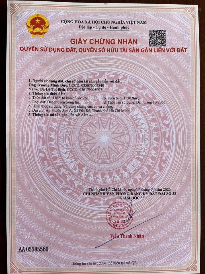 Chính chủ cần bán gấp lô đất xã phước long thọ, đất đỏ, bà rịa vũng tàu