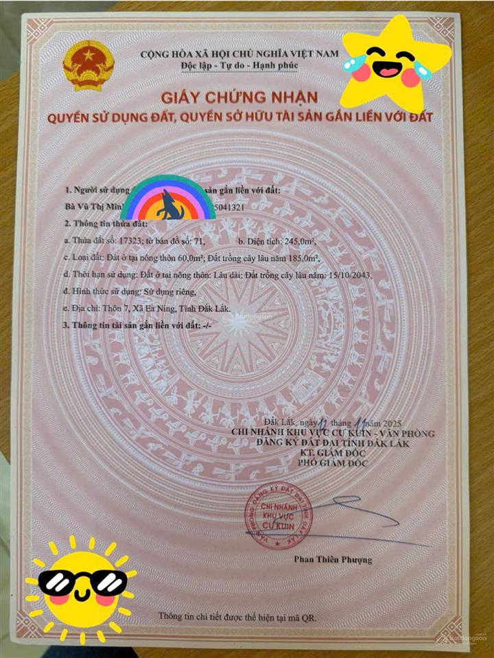 Bán đất tại xã ea ning, huyện cư kuin, đắk lắk, 250 triệu, 245 m2