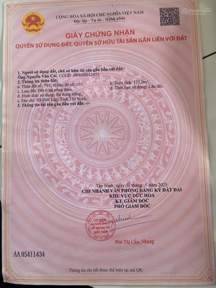 Chính chủ cần bán gấp lô đất mt đường bàu sen xã đức lập hạ, đức hòa, long an