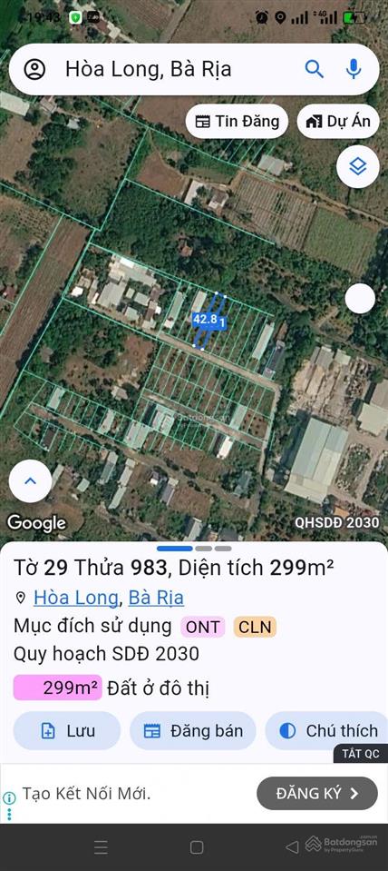 Bán đất tại đường 15, xã hòa long, thành phố bà rịa, giá siêu hời 2,1 tỷ, 299m2