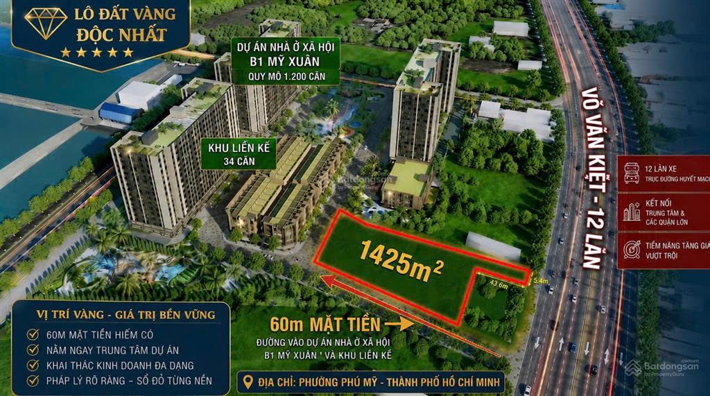 Chính chủ cần bán lô đất tại đường võ văn kiệt, ngay dự án khu nhà ở xã hội b1 mỹ xuân, tp. bà rịa