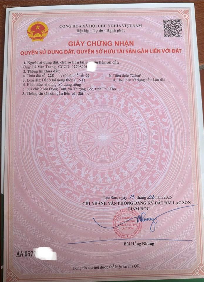 Bán đất tại quốc lộ 12b, 850 triệu, 72.6m2, nhà mặt tiền 7m, ngõ rộng 5m, pháp lý đầy đủ