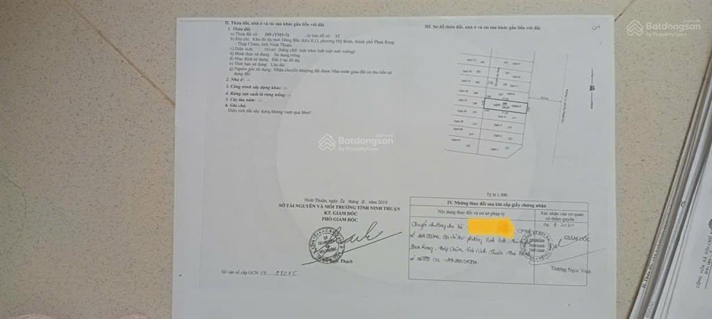 Cc cần bán gấp lô đất mt đường nguyễn tri phương, p. mỹ bình, tp. phan rang  tháp chàm, ninh thuận