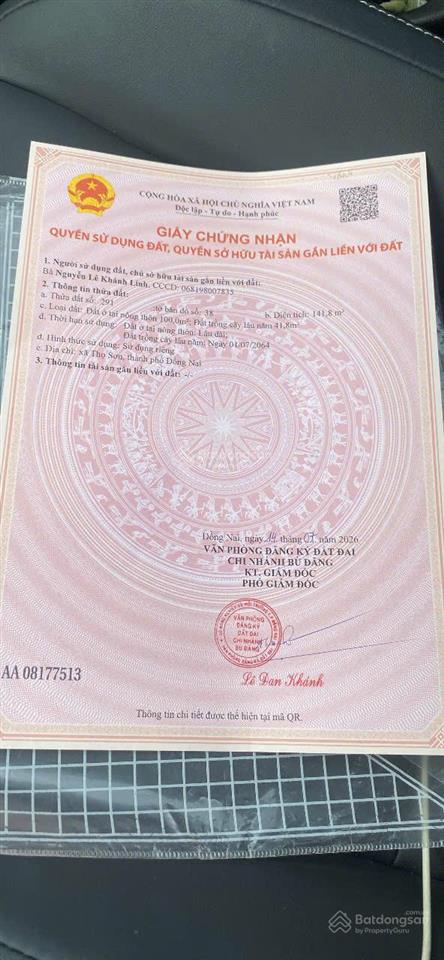 Chính chủ cần bán gấp lô đất mt đường nhựa ngay xã thọ sơn, bù đăng, bình phước