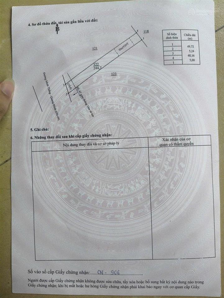 Bán gấp đất đẹp ngay tại xã tân quan, huyện hớn quản, bình phước, 1,08 tỷ, 244 m2