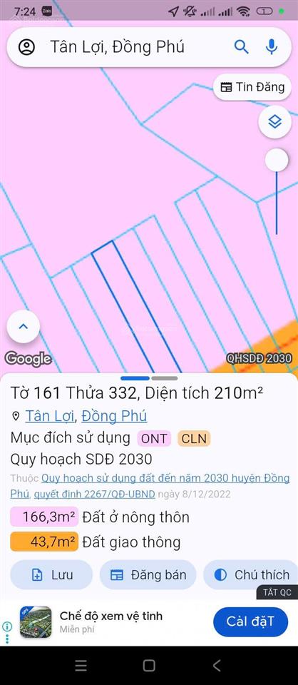 Chính chủ cần bán gấp lô đất giá đầu tư ngay xã tân lợi, đồng phú, bình phước