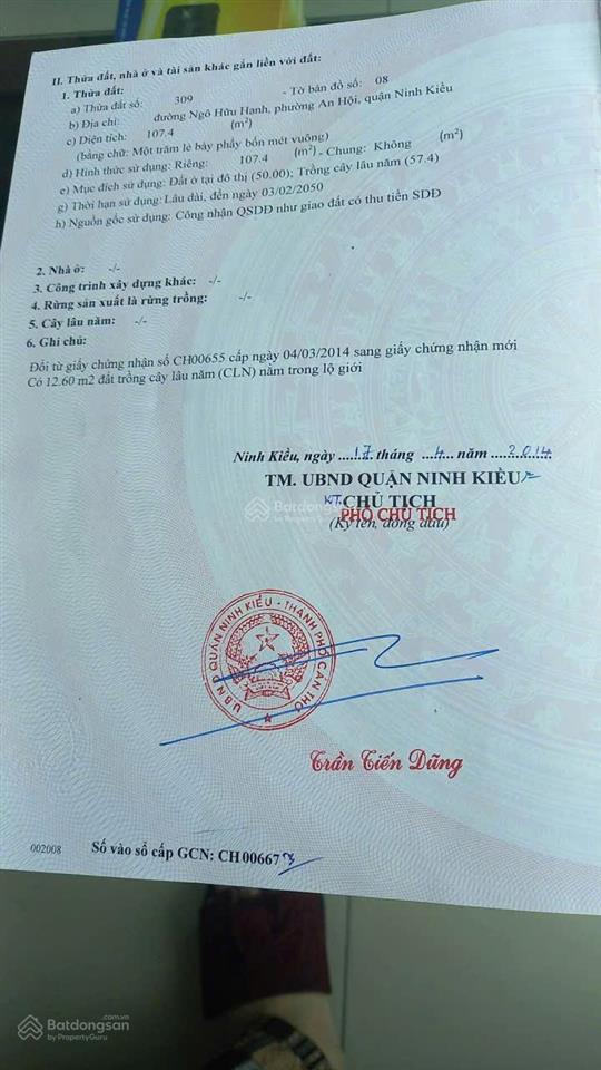 Bán nhà mt đường ngô hữu hạnh, trung tâm phường an hội, ninh kiều, thành phố cần thơ