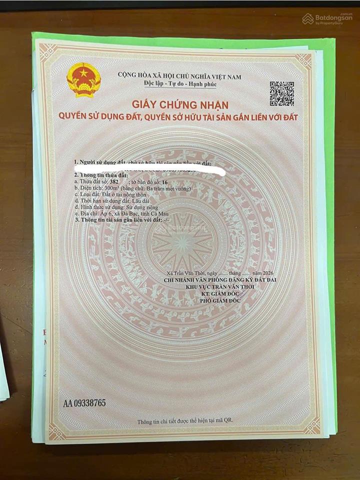 Chính chủ cần bán gấp 24 công đất ruộng tầm lớn  có 300 thổ cư ngay xã đá bạc, cà mau