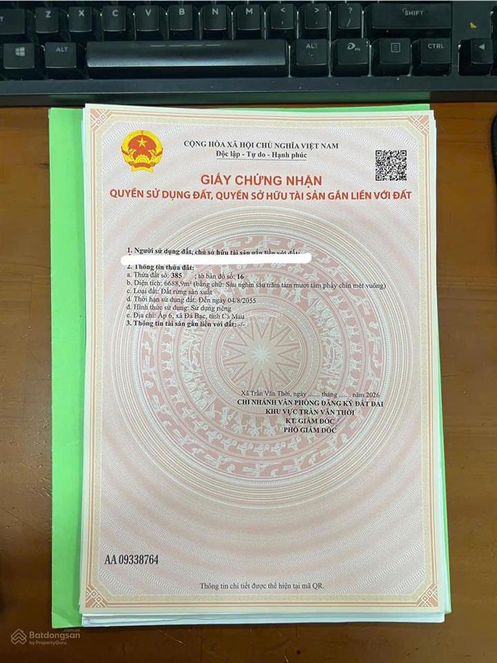 Chính chủ cần bán gấp 24 công đất ruộng tầm lớn  có 300 thổ cư ngay xã đá bạc, cà mau