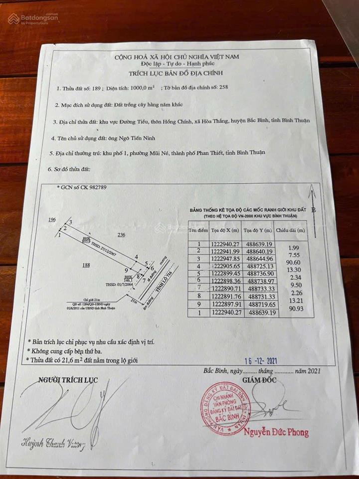 Chính chủ cần bán gấp lô đất mặt tiền tỉnh lộ 716, phường mũi né, phan thiết, bình thuận