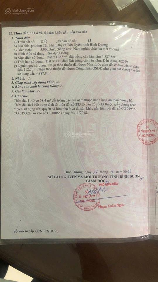 Chính chủ cần bán gấp lô đất mặt tiền đường tô hoài, phường tân hiệp, tân uyên, bình dương
