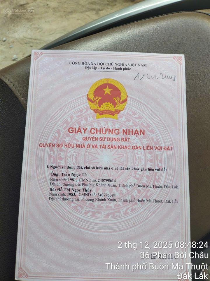 Chính chủ cần gửi bán gấp lô đất đẹp giá đầu tư ngay xã hòa khánh, thành phố buôn mê thuột, đắk lắk