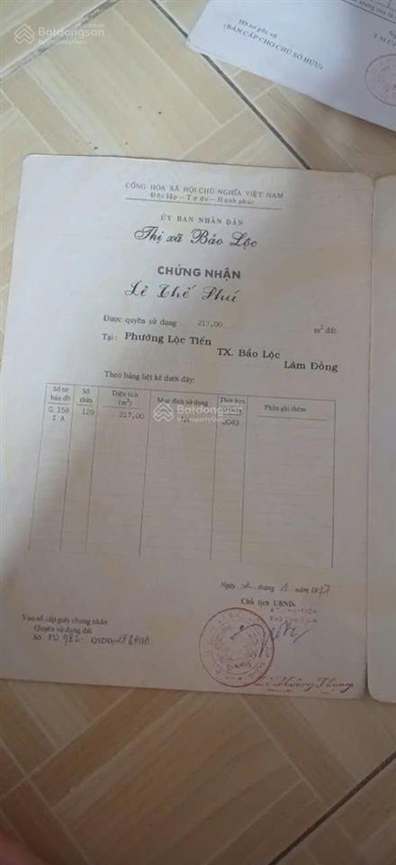 Bán gấp đất thổ cư 387m2 , 2,752 tỷ tại phan chu trinh, lộc tiến, bảo lộc