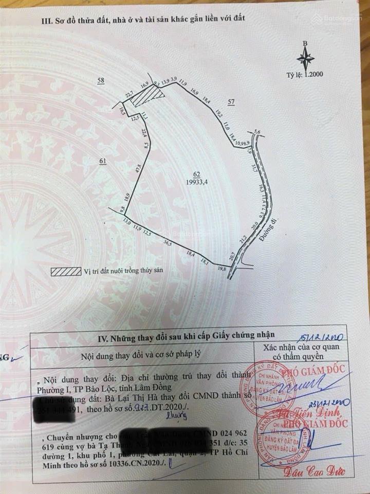 Chính chủ cần bán lô đất rộng full hồng ngay xã tân lạc, bảo lâm, lâm đồng