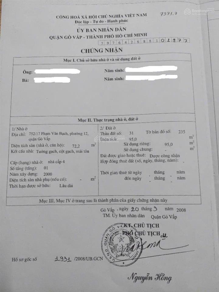 Khu vip gò vấp 95m  hẻm 10m  ngay sau làng sos  tiện xây mới cực đẹp