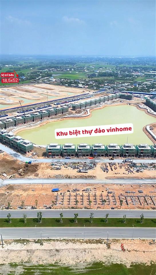 Bán đất vườn 18,5x52 sau lưng biệt thự đảo vinhome
