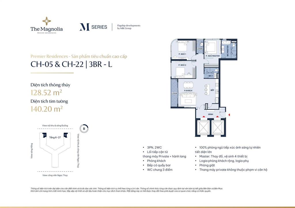Căn góc 3pn tầng 1527 the magnolia view sông đuống, ngắm pháo hoa vin cổ loa, giá từ 100tr/m2