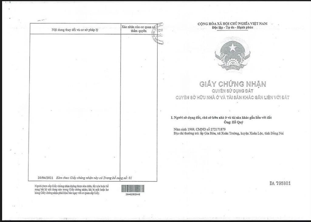 Chính chủ cần bán đất trồng cây lâu năm, có cây tràm 2 năm