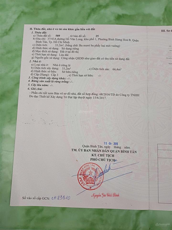 Chính chủ cần bán nhà ở hẻm hồ văn long