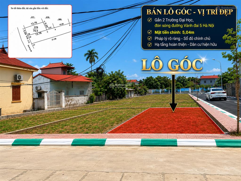 Bán đất ~20tr/m2 chính chủ tại sơn tây  hà nội, sát trường đh, dt 70m2 có thể xây trọ ngay!