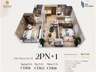 Bán 2n+ 65m2 the victoria  vinhomes smart city chỉ 5,75tỷ bao trọn thuế phí. tt tiến độ.