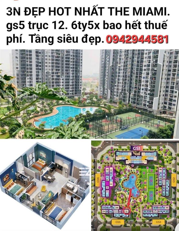 The miami vin tây mỗ. gs5 3n trục hot nhất tòa. giá chỉ 5,460 tỷ. tầng trung đẹp nhà vừa nhận