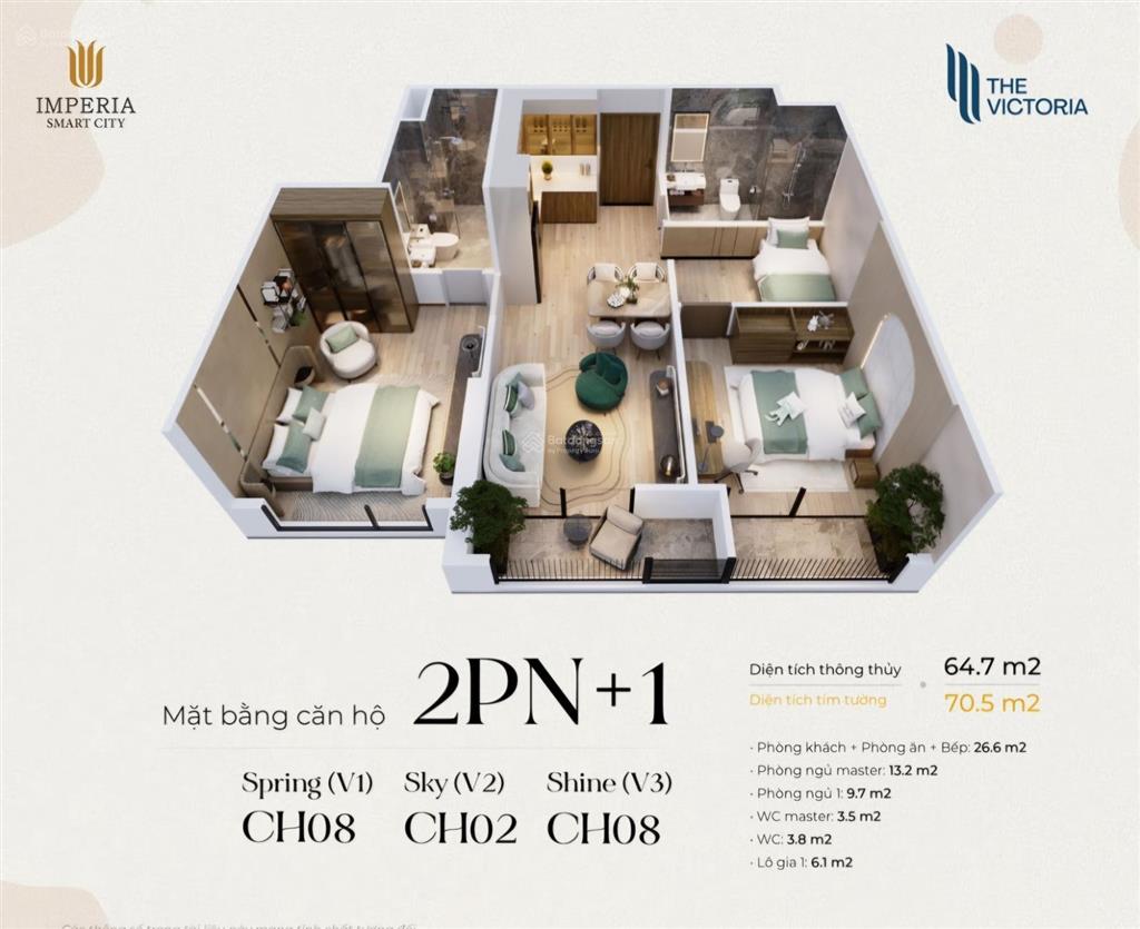 Chỉ 4tỷ920 sở hữu ngay 2n+ 65m2 victoria bc đông nam. tttđ 10%. tầng đẹp. bao hết thuế phí