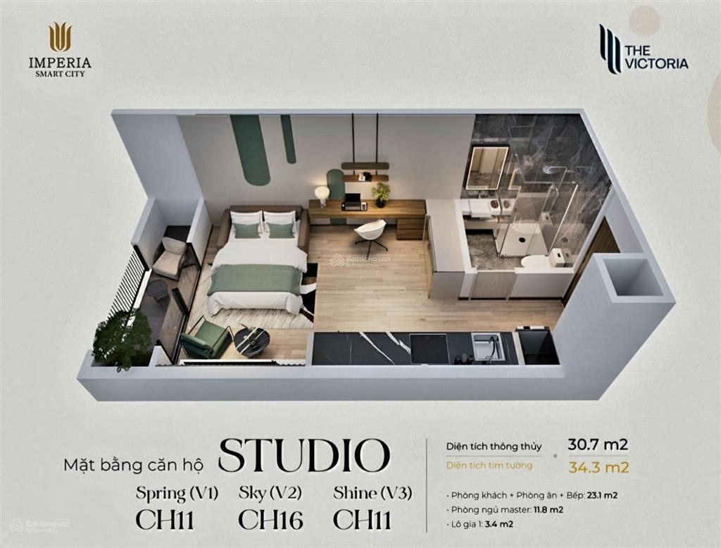 Stu 31m². chỉ 2ty560 victoria. bc đông nam. tttđ 5% view thoáng không bị chắn.