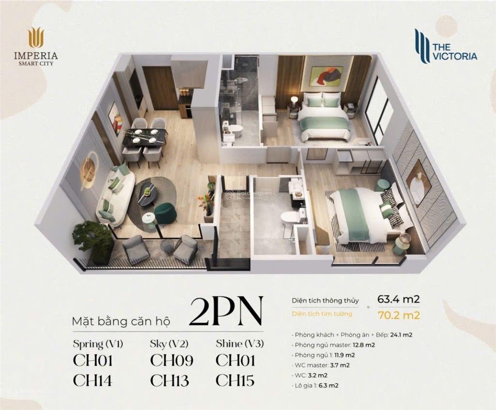 Chỉ 5,080 tỷ bao hết thuế phí. 2n2w 65m2. bc đông nam góc thoáng. tt tiến độ 5%. tầng trung đẹp