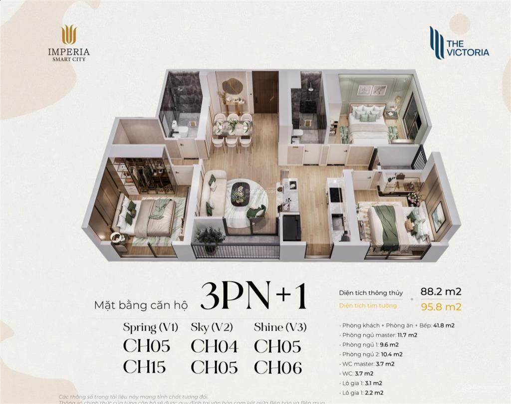Siêu siêu rẻ! 88.5m2 3n+victoria. chỉ 6ty250 tầng trung siêu đẹp! vốn chỉ hơn 1ty sở hữu ngay.