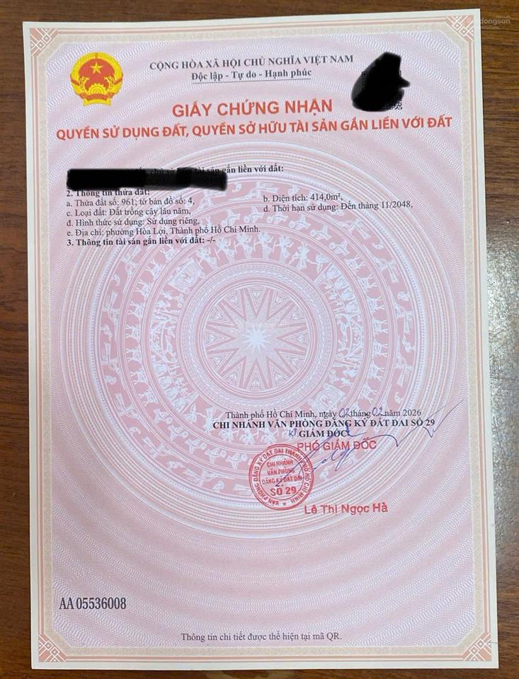 Chính chủ bán đất mặt tiền đường nhựa hòa lợi, tp.hcm