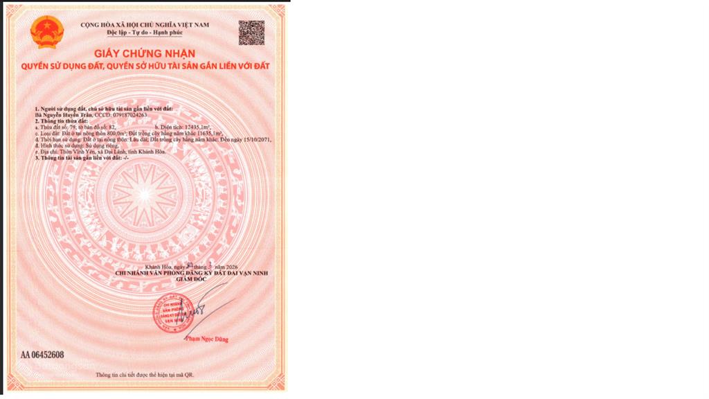 Bán đất tại thửa đất số 79, vĩnh yên, 3 triệu vnd/m2, tổng 12.435 m2  thổ cư 800 m2